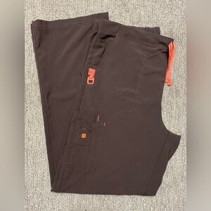 Carhartt Brown Scrub Pants with Orange Drawstring Sz L